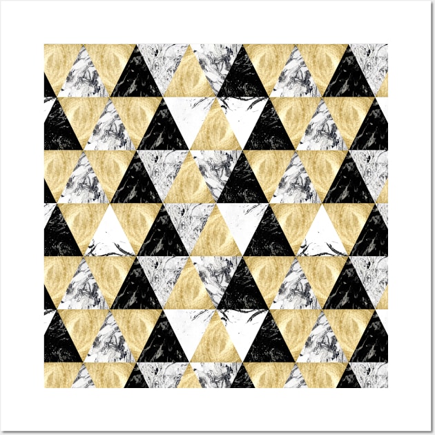 Black, White & Gold Marble Triangles Wall Art by MilotheCorgi